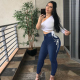 Slim jeans high-rise slim-fit jeans with straps