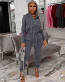 Fashion women's clothing de velvet fabric hooded zipper casual suit