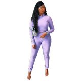 Women's autumn style solid color long-sleeved long-sleeved two-piece suit
