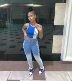 New elastic binding jeans women
