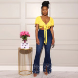 New women's high-waist slim mopping denim shorts