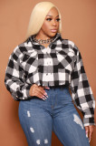 Plaid ripped pocket shirt top