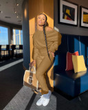 Plush oblique shoulder short three-piece sexy suit