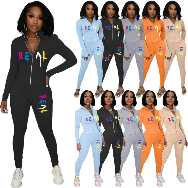 Women's fashion casual printed finger sports suit