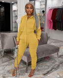 Fashion women's clothing de velvet fabric hooded zipper casual suit