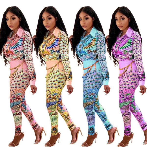 Autumn and winter long digital positioning printing suit collar professional formal suit