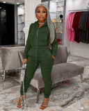Fashion women's clothing de velvet fabric hooded zipper casual suit