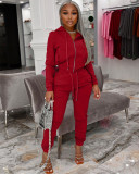 Fashion women's clothing de velvet fabric hooded zipper casual suit