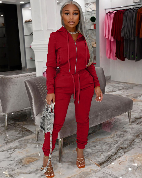 Fashion women's clothing de velvet fabric hooded zipper casual suit