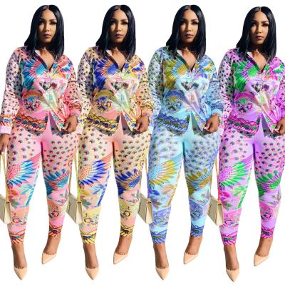 Autumn and winter long digital positioning printing suit collar professional formal suit