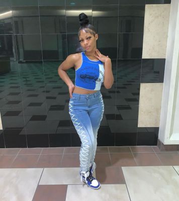 New elastic binding jeans women