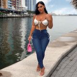 Slim jeans high-rise slim-fit jeans with straps