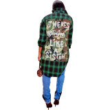 Women's short front and back long plaid shirt top