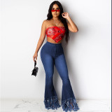 New women's high-waist slim mopping denim shorts