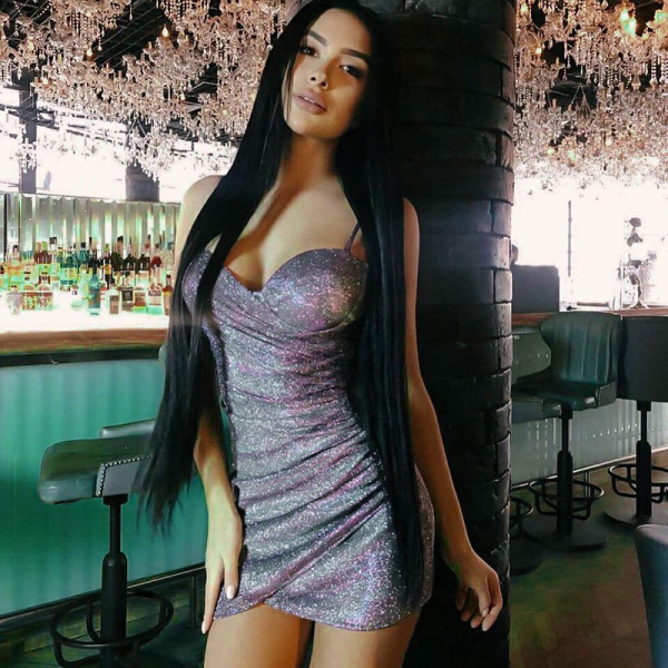 New shiny cross strap sexy dress fashion nightclub dress bag hip skirt