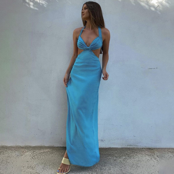 Halter halter strap dress feminine temperament mopping long skirt
