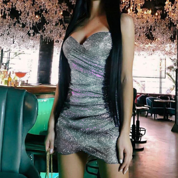 New shiny cross strap sexy dress fashion nightclub dress bag hip skirt