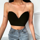 Flash diamond diamond chain tube top strap women fashion sexy lady style body shaping temperament base wrap top