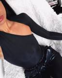 Sexy one-shoulder bodysuit street temperament commuter milk silk bottoming shirt