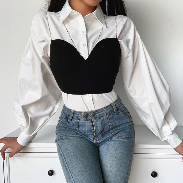 Flash diamond diamond chain tube top strap women fashion sexy lady style body shaping temperament base wrap top