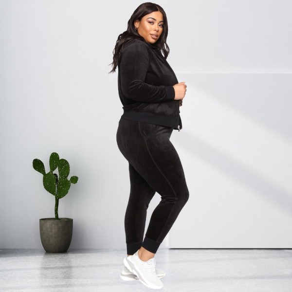 New product gold velvet hooded sweater plus size fashion casual suit