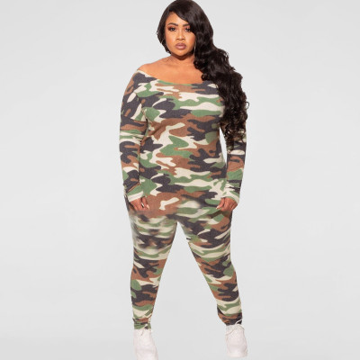 Camouflage loose fashion casual two-piece plus size women's suit