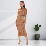 Women's spring new printing and dyeing hollow out-fitting plus size dress