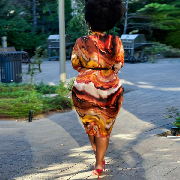 New tight sexy print plus size women's dress