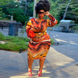 New tight sexy print plus size women's dress