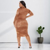 Women's spring new printing and dyeing hollow out-fitting plus size dress