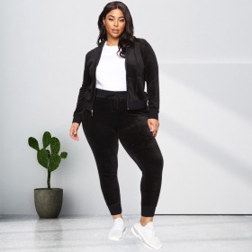 New product gold velvet hooded sweater plus size fashion casual suit