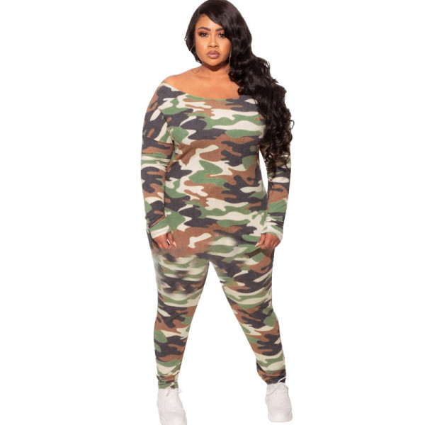 Camouflage loose fashion casual two-piece plus size women's suit