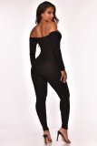 Women's autumn and winter sexy hip-lifting thin waist off-shoulder jumpsuit FF1053