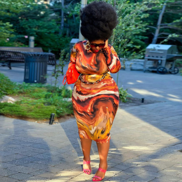 New tight sexy print plus size women's dress