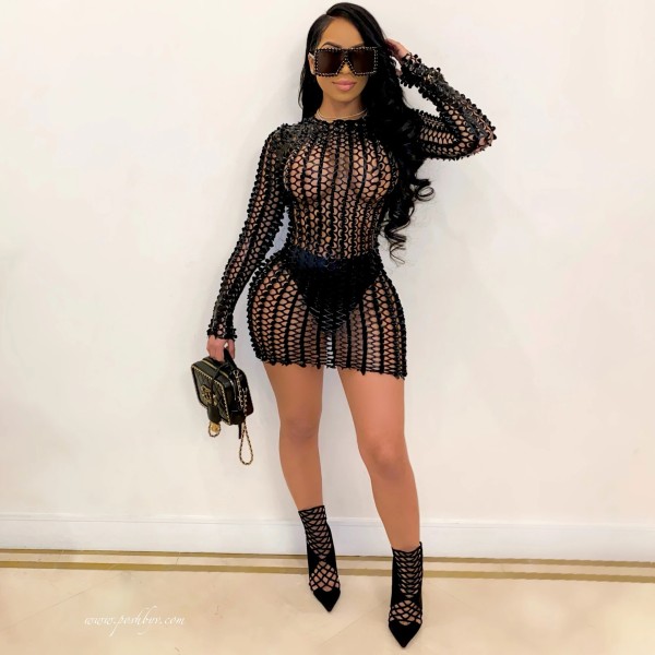 Bright color fashion sexy bag hip nightclub dress