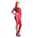 Zipper solid color bandage jumpsuit sexy nightclub bandage pants