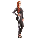 Zipper solid color bandage jumpsuit sexy nightclub bandage pants