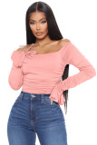Ribbed flared long-sleeved one-shoulder jumpsuit