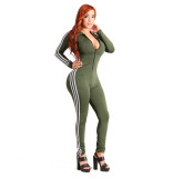Zipper solid color bandage jumpsuit sexy nightclub bandage pants