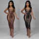 Women's new hot style PU sexy sling leather skirt, eyelet punching and stringing tight dress for women