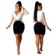 Fashionable deep V-neck sexy stitching color hot rhinestone bag hip dress