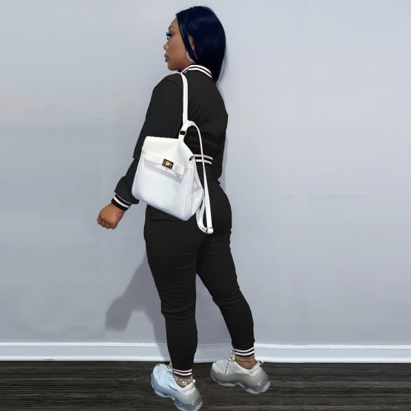 Women's Fall and Winter Fashion Snap Thread Solid Color Baseball Uniform Suit