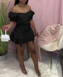 Two-piece pleated skirt with wood ears