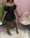 Two-piece pleated skirt with wood ears