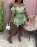 Two-piece pleated skirt with wood ears