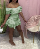 Two-piece pleated skirt with wood ears