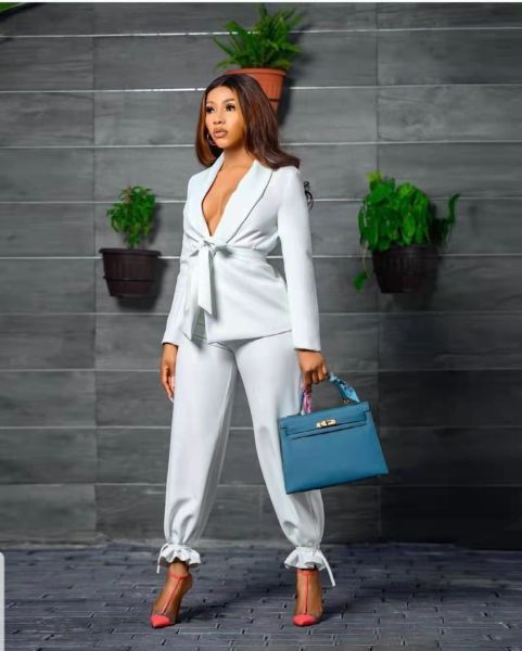 Pure color fashion casual autumn waist small suit two-piece suit