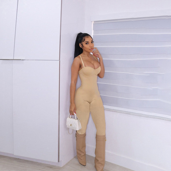 New women's sexy low-cut sling tight-fitting high-waist hip-lifting casual sports jumpsuit