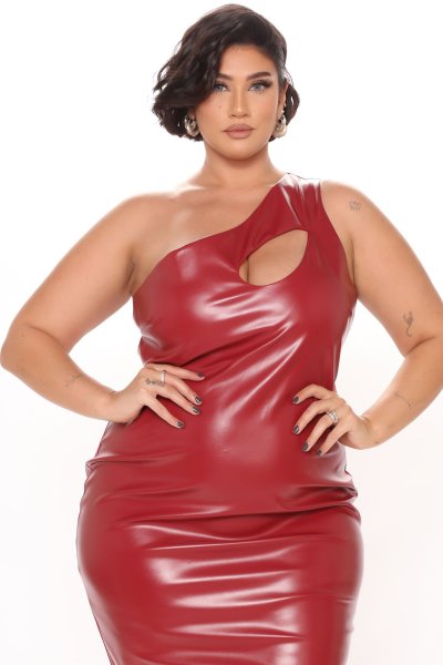 Plus Size Women's PU Leather Skirt