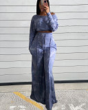 Winter new style tie-dye wide-leg leisure suit